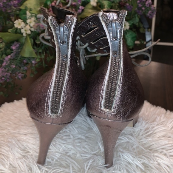 DOLCE VITA PEEP TOE LACE UP STILETTO BOOTIES BRONZE SIZE 8.5 - Picture 7 of 16